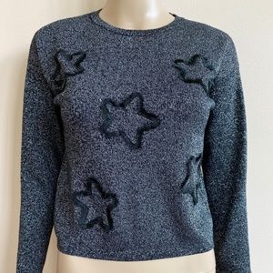 Isaac Mizrahi Cropped Metallic Star Long Sleeve